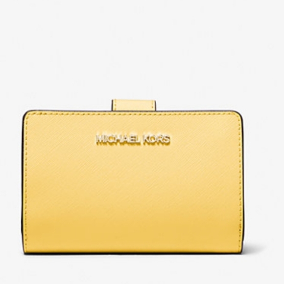 Michael Kors Medium Cross Grain Leather Wallet: Daisy Yellow, 5.25×3.5×1.25, NWT - Picture 1 of 4